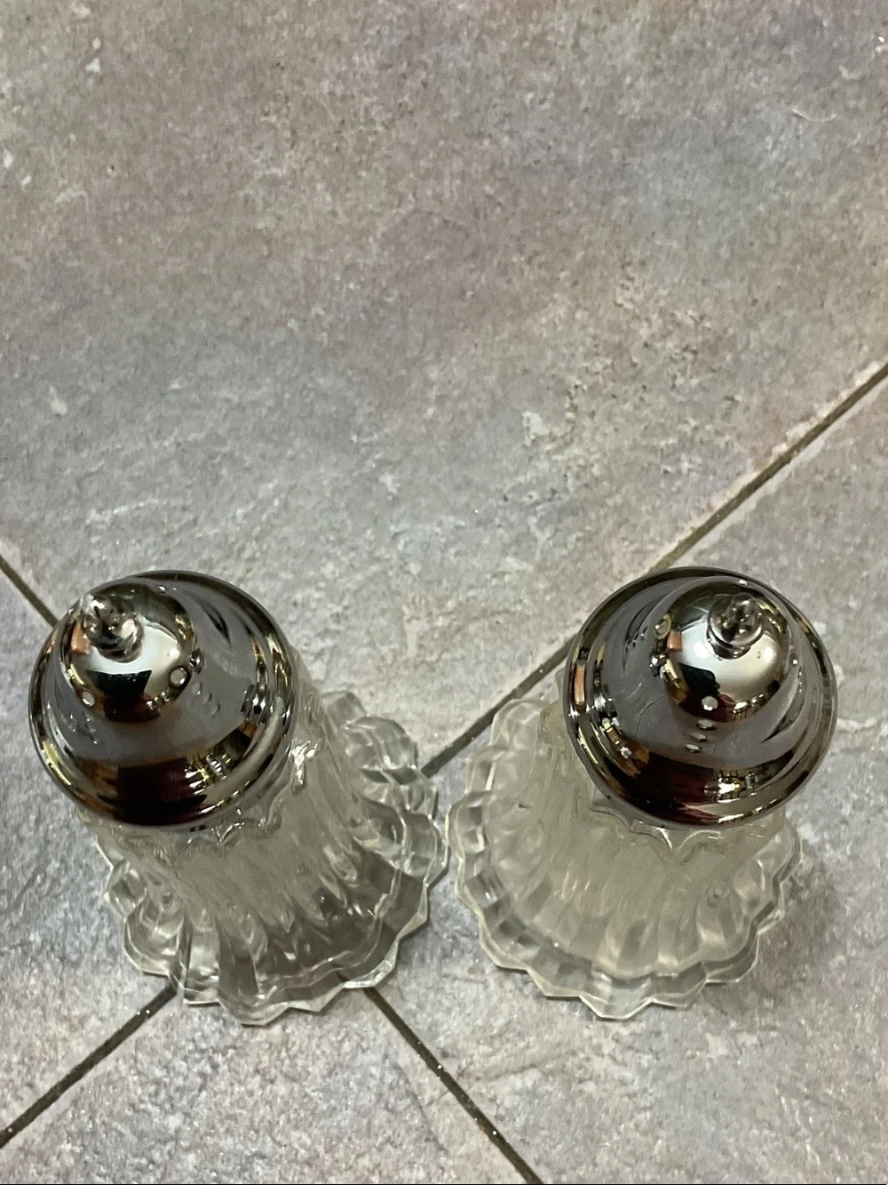 Vintage-Style Glass Salt and Pepper Shakers with Silver-Tone Tops